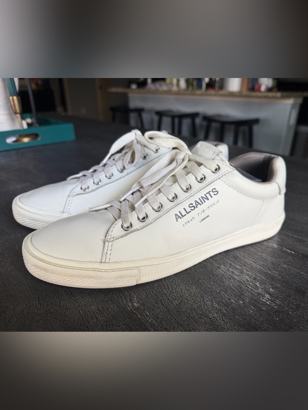 All Saints Underground White Leather Low-Top Sneakers